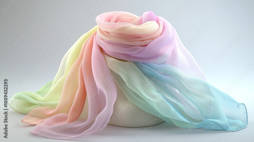 Pastel Rainbow Chiffon Scarf Draped, scarf, fabric, fashion Pastel Rainbow Chiffon Scarf Draped, scarf, fabric, fashion