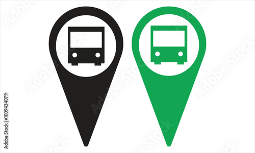 bus icone Location map pin gps pointer markers, Geolocation and navigation. Icon for mobile and electronic devices, web design, infographic elements, presentation templates. Vector illustration photo