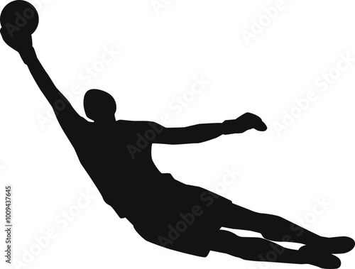 Silhouette Of Goalkeeper Jumping