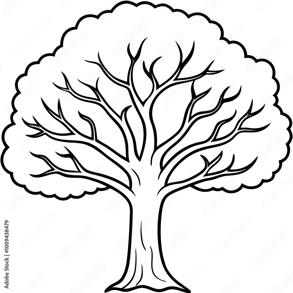 big tree outline coloring book page line art drawing big tree outline coloring book page line art drawing