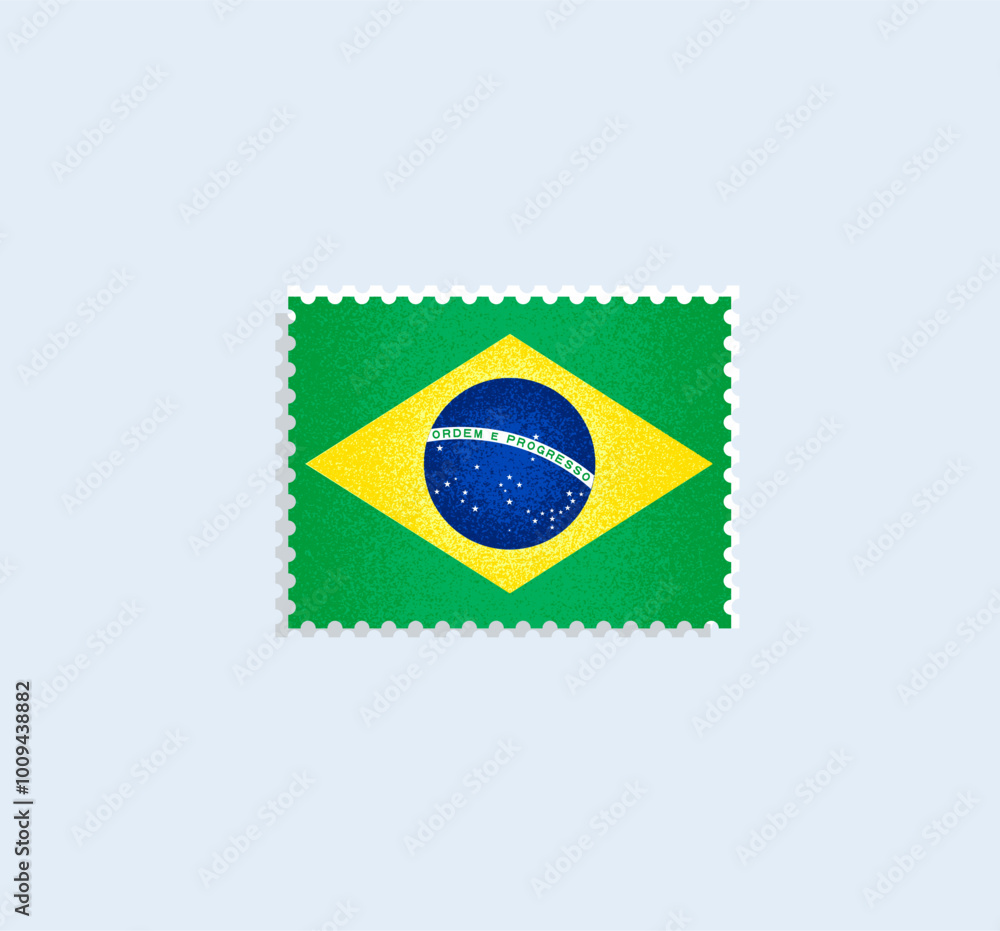 Fototapeta premium Brazilian Flag Postage Stamp on white background. Vector illustration. 