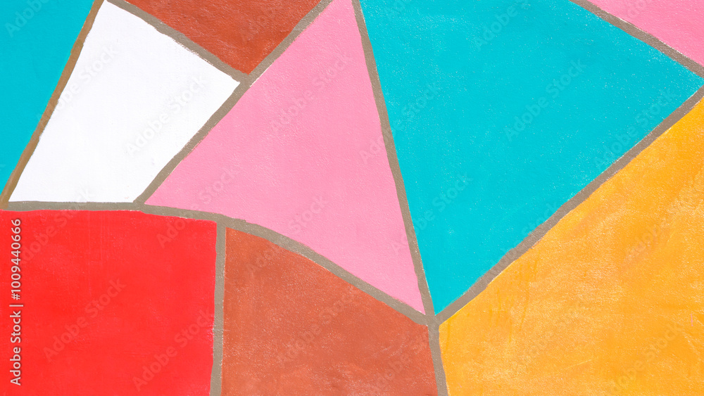 Renovate the old fence wall background, Concrete wall with colorful geometric abstract pattern decoration on surface Renovate the old fence wall background, Concrete wall with colorful geometric abstract pattern decoration on surface
