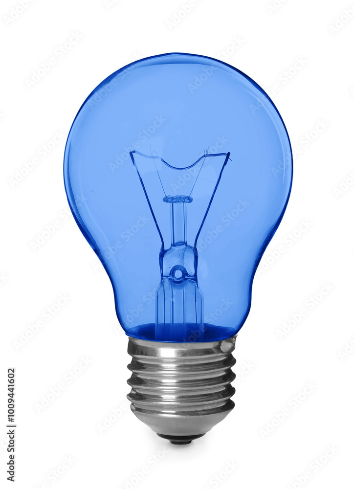One blue light bulb isolated on white One blue light bulb isolated on white