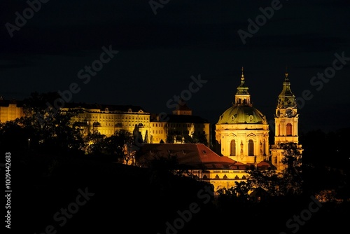 Beautiful scenery of Old Town of Prague by night