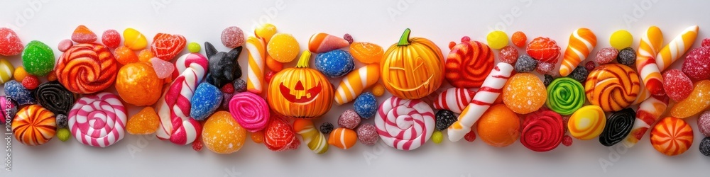 Halloween Candy Background with Autumn Confectionery Halloween Candy Background with Autumn Confectionery