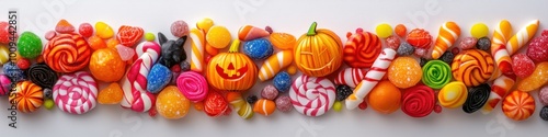 Halloween Candy Background with Autumn Confectionery