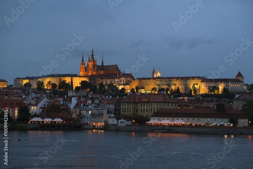 Beautiful scenery of Old Town of Prague by night