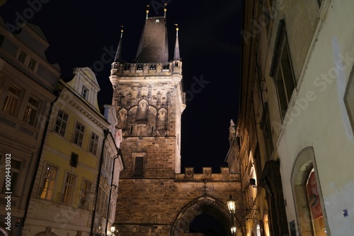 Beautiful scenery of Old Town of Prague by night