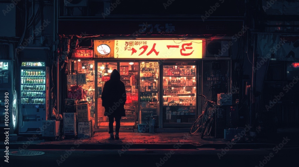 Vibrant Night Scene in Tokyo's Bustling Alleyway