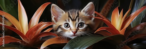 kitten with bromeliads  photo