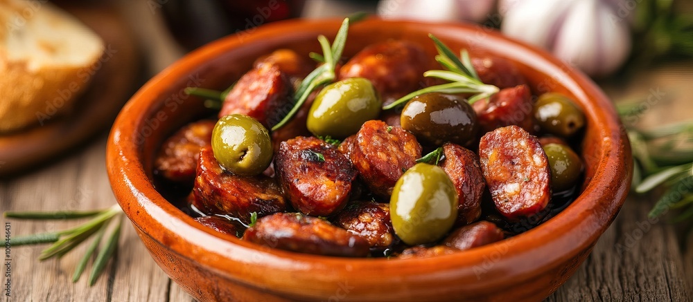 Spanish Cuisine: Chorizo and Olives Spanish Cuisine: Chorizo and Olives