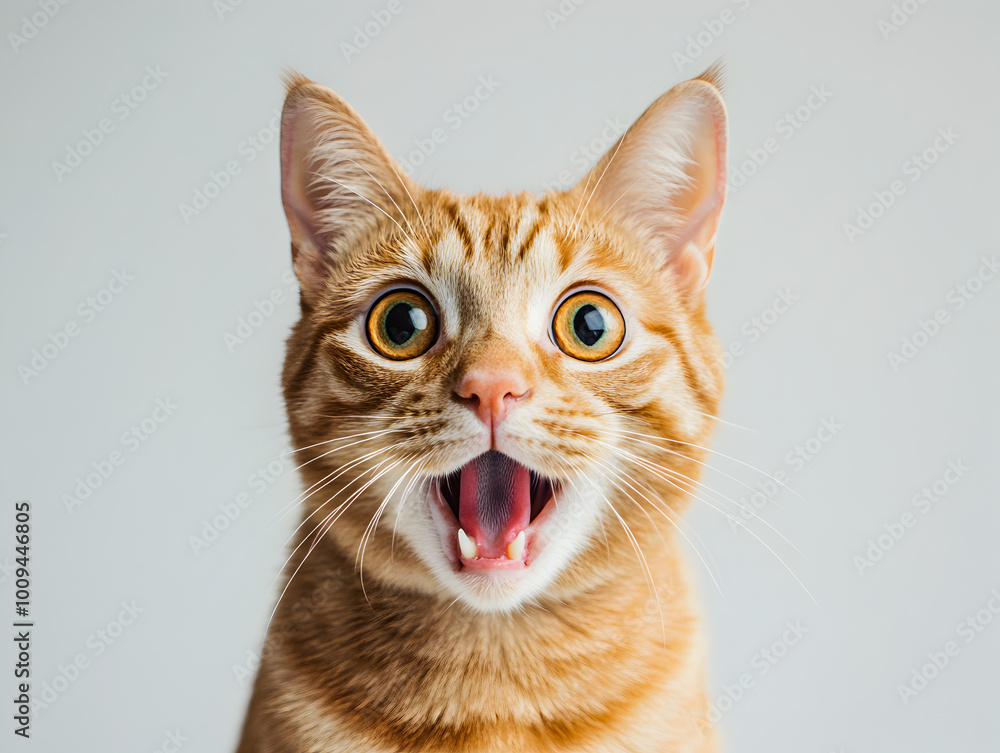Surprised Orange Cat Portrait Title: Surprised Ginger Cat with Open Mouth Expression Surprised Orange Cat Portrait Title: Surprised Ginger Cat with Open Mouth Expression