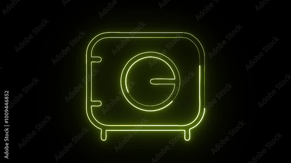 Glowing Neon Vault Free Interface Icon Isolated on Black Background. HD Video Motion Graphic Animation Glowing Neon Vault Free Interface Icon Isolated on Black Background. HD Video Motion Graphic Animation