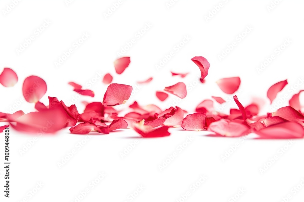 Flying rose petals flower red arrangement. Flying rose petals flower red arrangement.