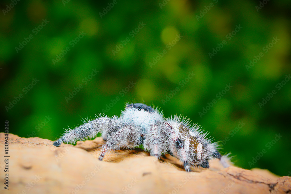 Phidippus regius Bahamas white Bahamas jumping spider family Salticidae animal arachnid. Phidippus regius white Bahamas white and black hairy jumping web spider macro photography. Phidippus regius Bahamas white Bahamas jumping spider family Salticidae animal arachnid. Phidippus regius white Bahamas white and black hairy jumping web spider macro photography.