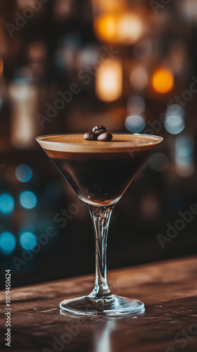 Wallpaper Mural Espresso martini at a dimly lit bar counter Torontodigital.ca