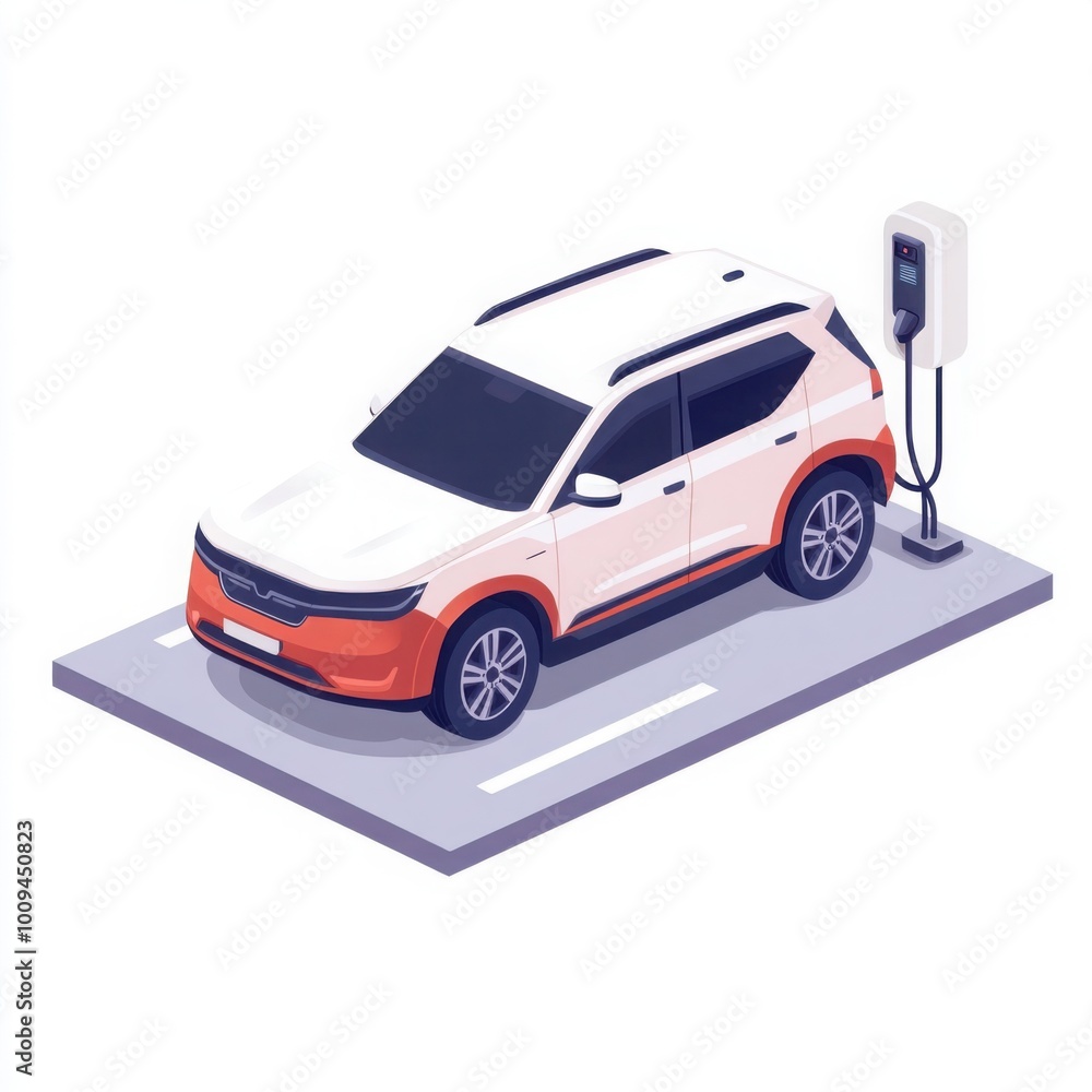 Electric Vehicle Charging Concept Illustration Electric Vehicle Charging Concept Illustration