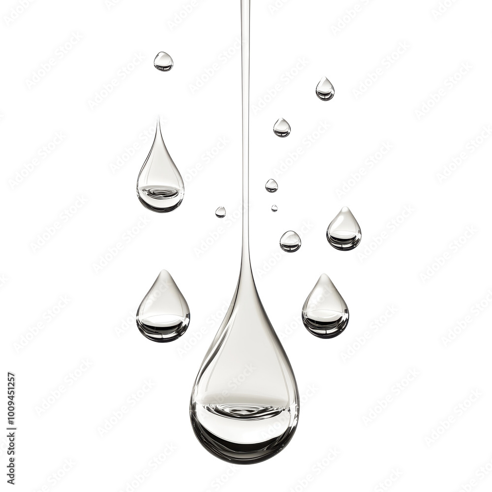 Fototapeta premium Water droplets, white isolate background transparent background