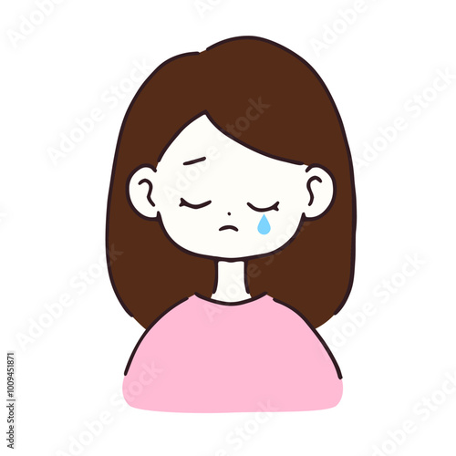 涙を流す女性のイラスト