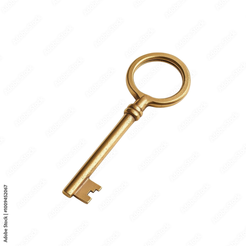Golden key on a white isolated background transparent background Golden key on a white isolated background transparent background