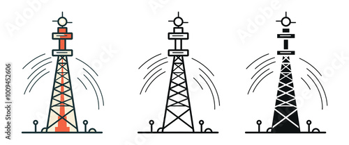 Transmitter vector illustration, outline, icon, silhouette design on white background