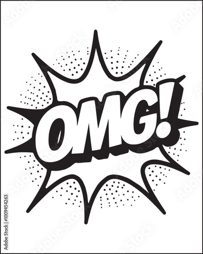 Omg! Comic book style font design, alphabet letters vector illustration coloring page 