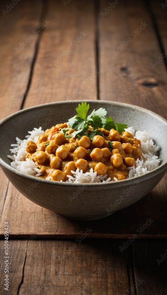 Indian chili and rice served in bowls with spices, no people visible Indian chili and rice served in bowls with spices, no people visible