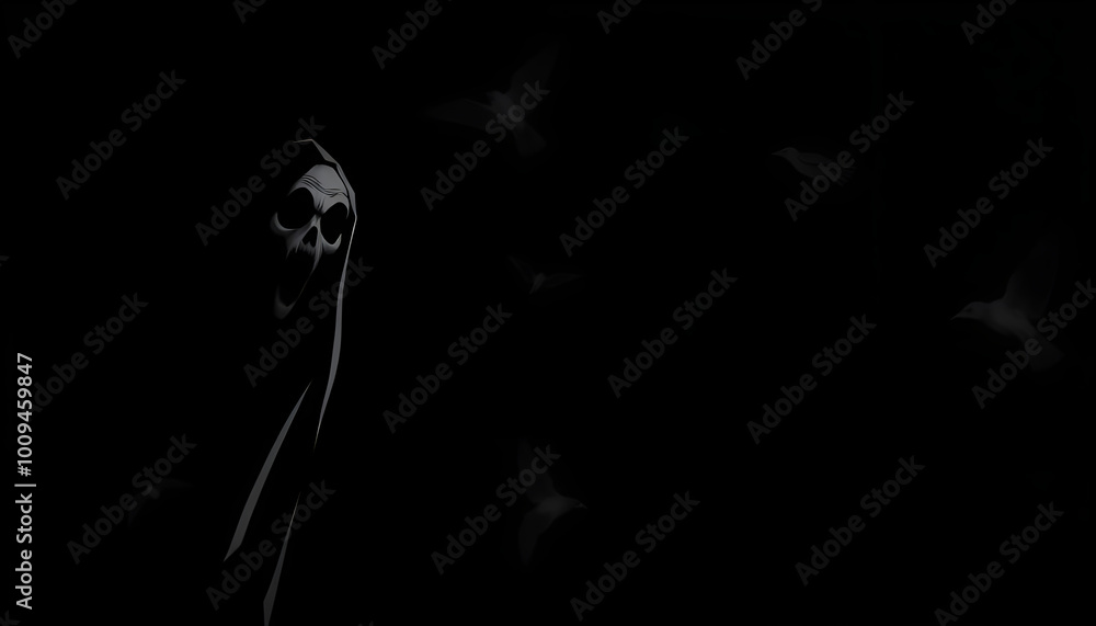 Scary or creepy silhouette ghost isolated on a dark Very Low opacity black background. Scary or creepy silhouette ghost isolated on a dark Very Low opacity black background.