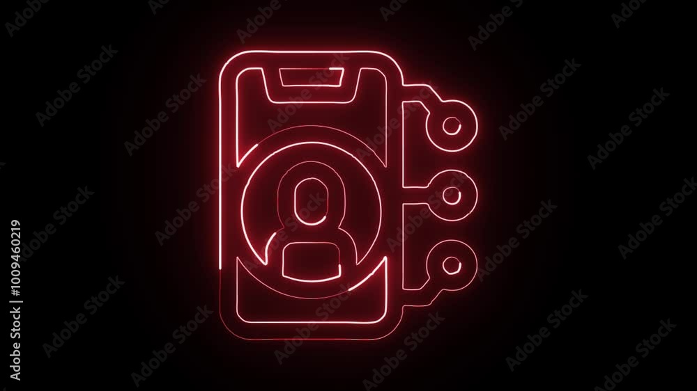Glowing Neon Digital Native Icon Isolated on Black Background. HD Video Motion Graphic Animation Glowing Neon Digital Native Icon Isolated on Black Background. HD Video Motion Graphic Animation