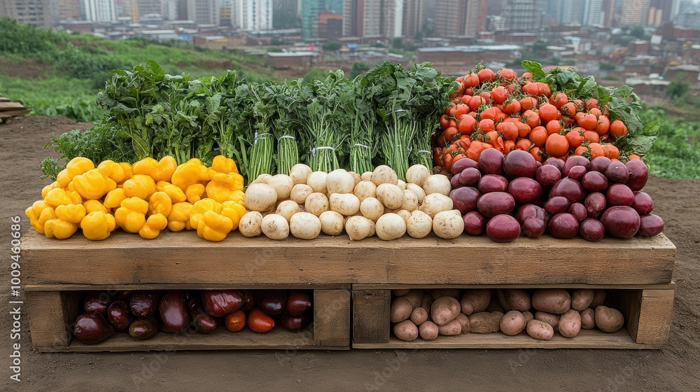 Vibrant Rooftop Garden in a Bustling Cityscape Vibrant Rooftop Garden in a Bustling Cityscape