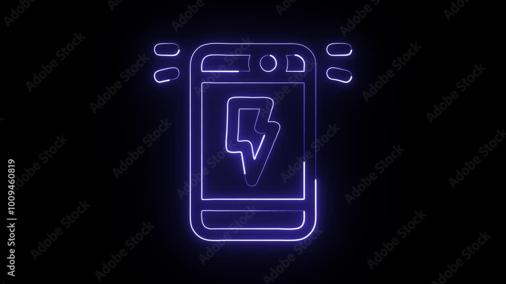 Glowing Neon Flash Icon Isolated on Black Background. HD Video Motion Graphic Animation Glowing Neon Flash Icon Isolated on Black Background. HD Video Motion Graphic Animation