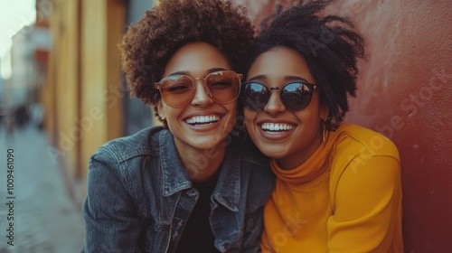 Two Non-Binary Friends Laughing and Supporting Each Other