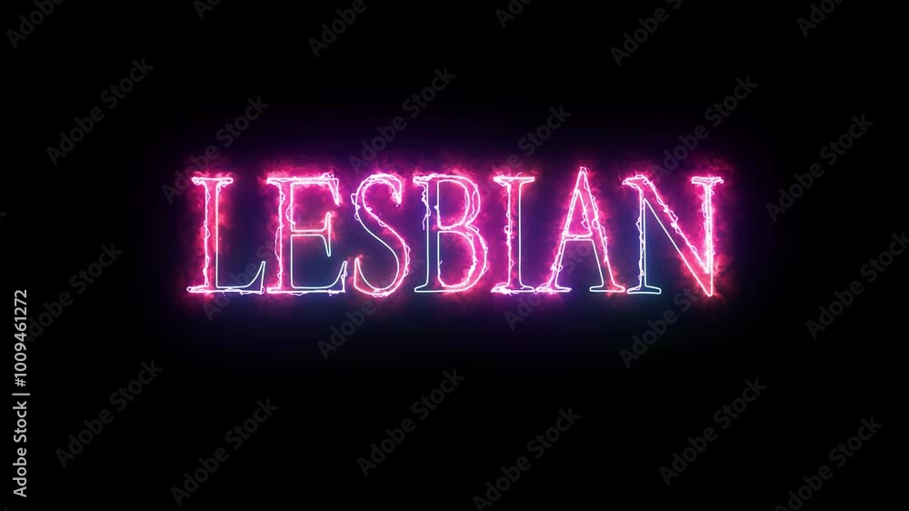 glowing neon line Lesbian text word animation for promo video or presentation. Animation neon line of LESBIAN sign banner on transparent glowing neon line Lesbian text word animation for promo video or presentation. Animation neon line of LESBIAN sign banner on transparent