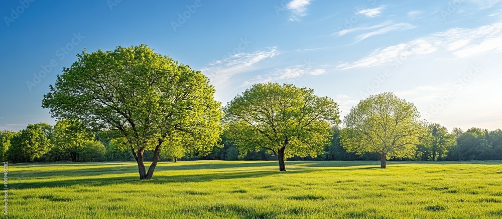 Fototapeta premium Tranquil Meadow with Trees