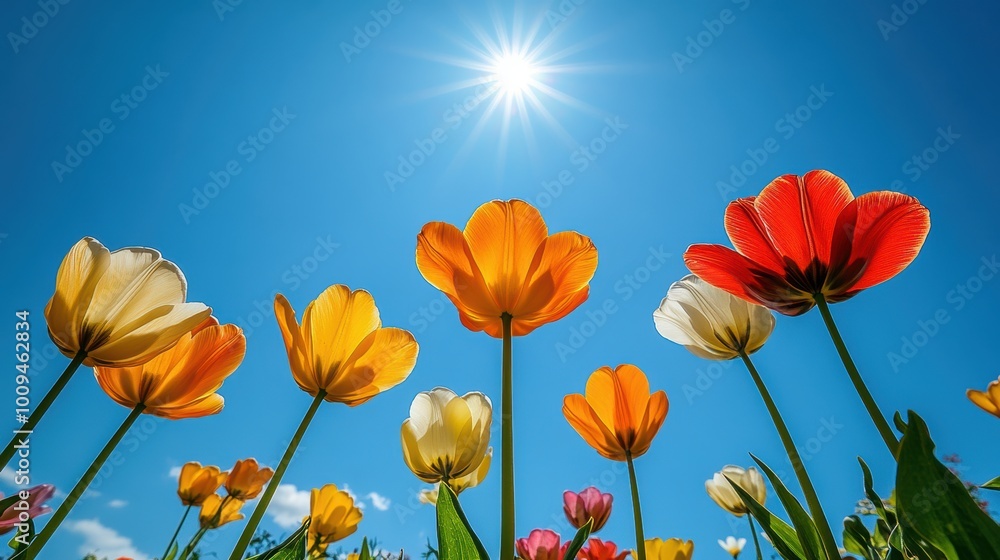 Vibrant Wildflowers Under a Bright Blue Sky Vibrant Wildflowers Under a Bright Blue Sky