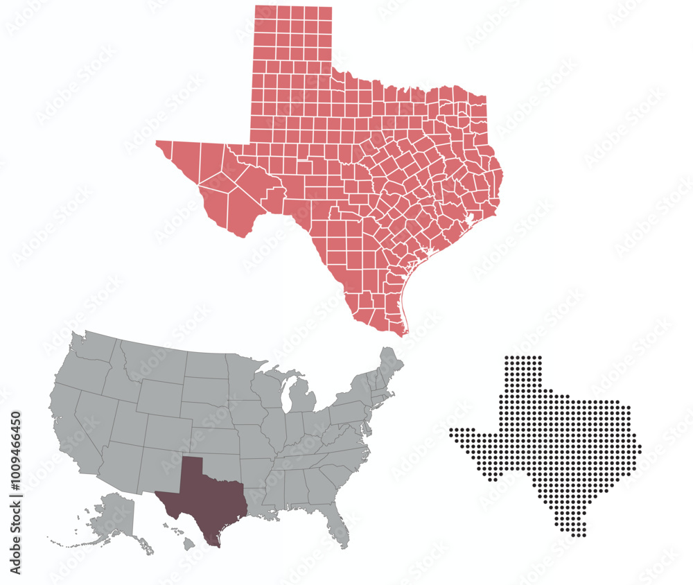 Obraz premium Map of Texas state in the colors of the Republican Party