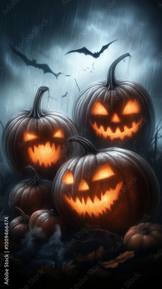 Naklejka premium halloween background with pumpkin