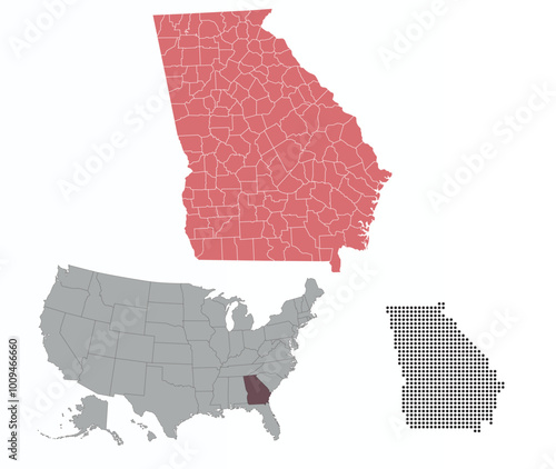 Map of Georgia state in the colors of the Republican Party