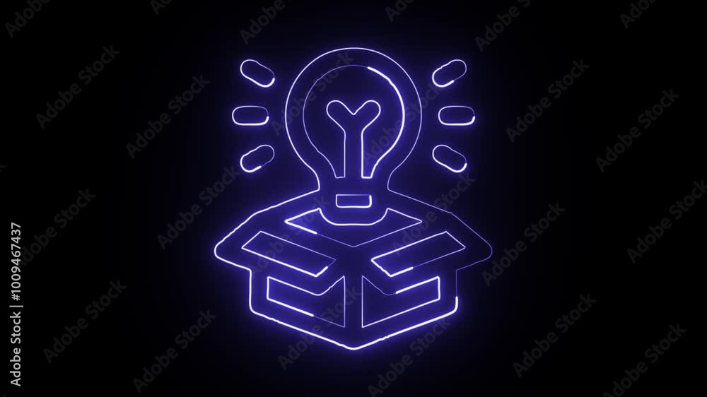 Glowing Neon Idea Icon Isolated on Black Background. HD Video Motion Graphic Animation Glowing Neon Idea Icon Isolated on Black Background. HD Video Motion Graphic Animation