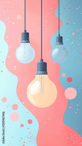 AI digital E-commerce Creative background pastel Hanging bulbs with colorful, abstract background