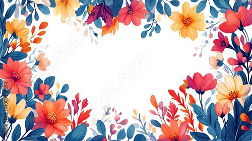 Elegant Art Nouveau floral frame border design isolated on white background with intricate retro style detailing new beautiful stock image illustration AI photo