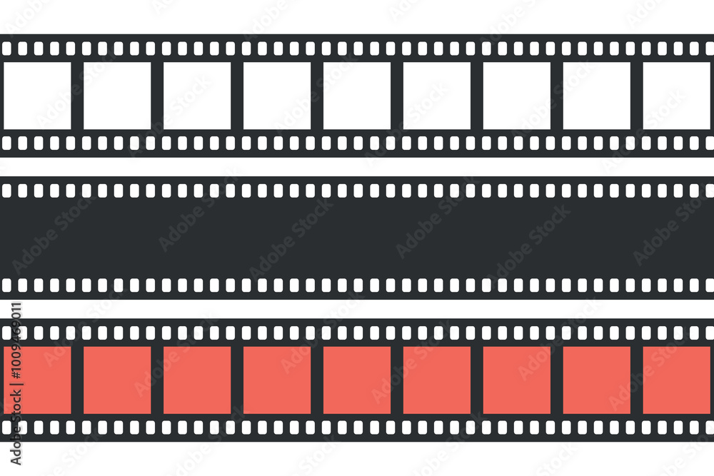 Simple movie film strip set on transparent background. Vector illustration Simple movie film strip set on transparent background. Vector illustration