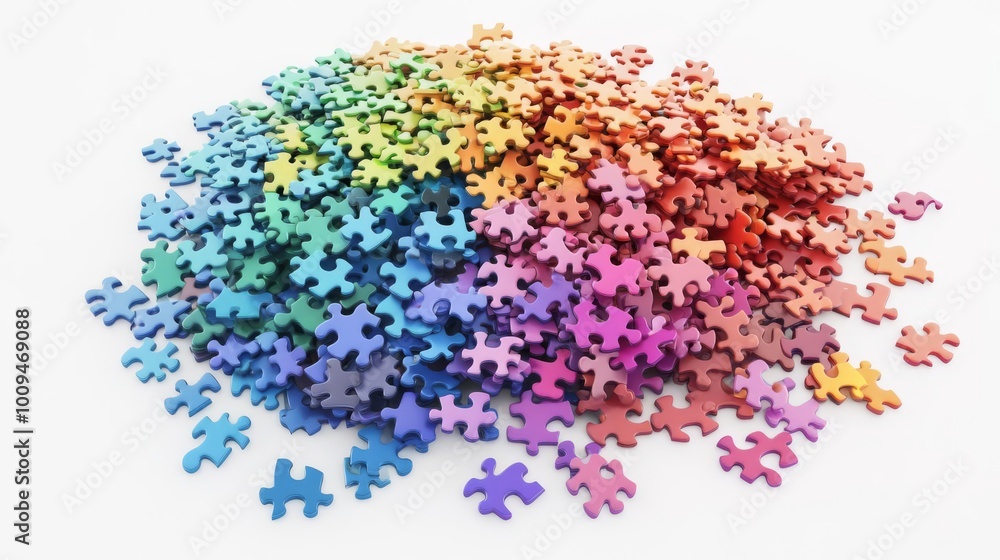 A colorful pile of jigsaw puzzle pieces arranged randomly. Ideal for concepts of creativity, challenge, and problem-solving. A colorful pile of jigsaw puzzle pieces arranged randomly. Ideal for concepts of creativity, challenge, and problem-solving.