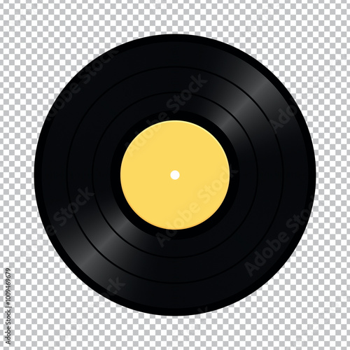 Realistic gramophone vinyl record isolated on transparent background. Vector illustration