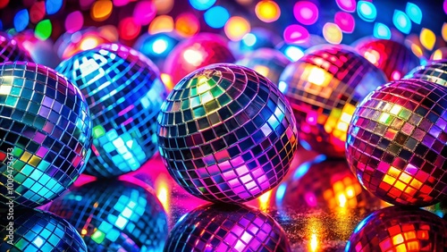 Shimmering Disco Balls Background with Colorful Reflections for Party and Event Themes