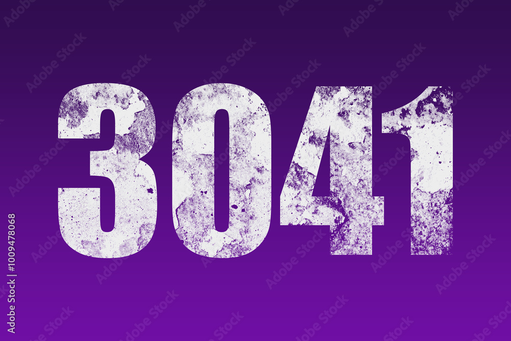 flat white grunge number of 3041 on purple background. flat white grunge number of 3041 on purple background.