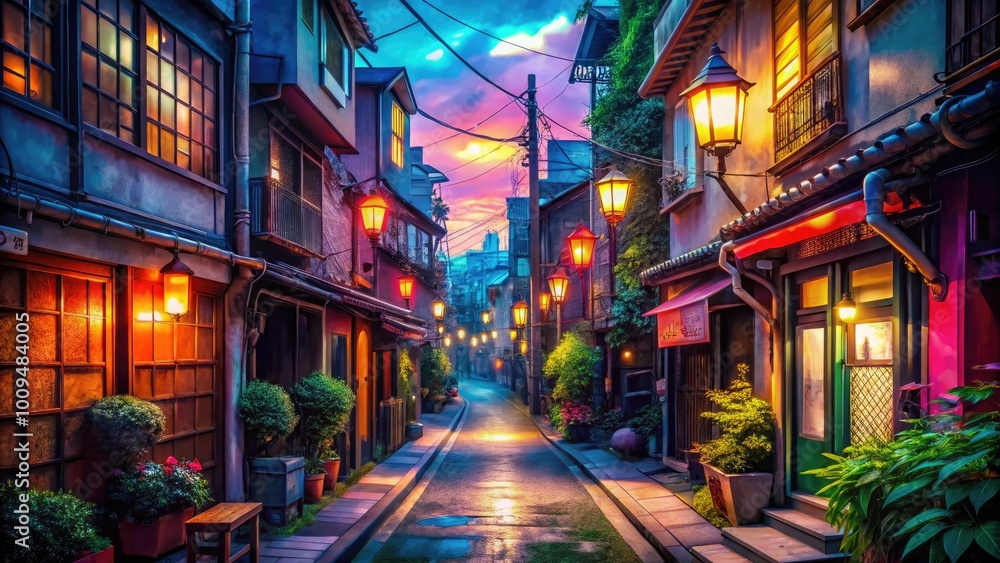 A vibrant anime alley background, bursting with vivid lights and intricate urban details, perfect for enriching creative projects with a dynamic, colorful atmosphere. A vibrant anime alley background, bursting with vivid lights and intricate urban details, perfect for enriching creative projects with a dynamic, colorful atmosphere.