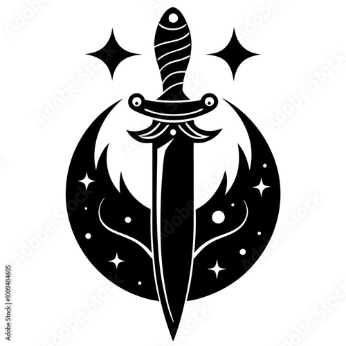 moonlit dagger silhouette icon with Transparent Background Clipart