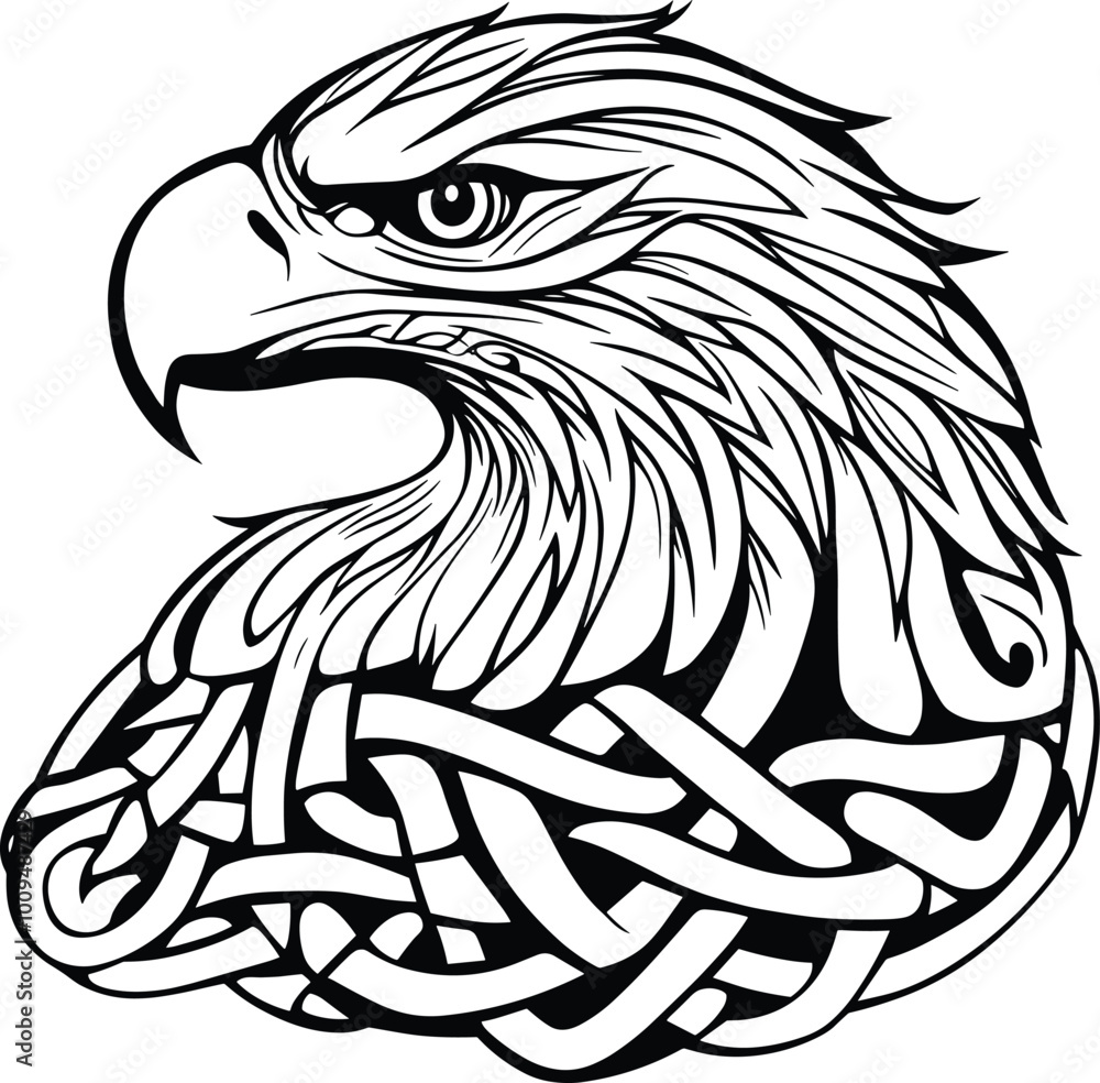 Silhouette of raven bird in different poses, scandinavian myths, tattoo design, vector illustration. Silhouette of raven bird in different poses, scandinavian myths, tattoo design, vector illustration.