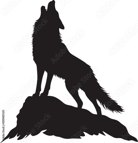 howling wolf icon illustration, howling wolf silhouette vector.